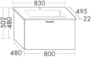Burgbad Keramik Waschtisch-Set Sys30 PG2 Echo Eiche Dekor Flanelle/Alpinweiss, SFAK083F2238C0001 SFAK083F2238C0001