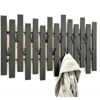DanDiBo Wandgarderobe Schwarz Metall Modern 96637 Garderobe Wand mit Haken Garderobenleiste (Paneel), Hakenleiste Garderobenhaken Schmal auch als Handtuchhalter geeignet