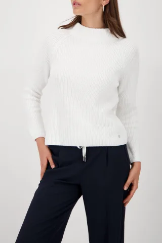 monari - Strickpullover mit Stehkragen off-white - Gr. - 34