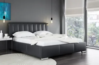 Polsterbett Bett Doppelbett MARLON Kunstleder Schwarz 140x200cm