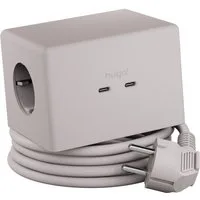 Brennenstuhl hugo! ONE 2nd Gen. Steckdosenwürfel mit USB C 20W PD, Wireless Charger Steckdosenleiste 2-fach (Kabellänge 2 m)