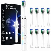 Fyrove Elektrische Zahnbürste Schallzahnbürste für Zahnpflege, mit 5 modi, Aufsteckbürsten: 8 St., 40000VPM UIltraschall, Putzdauer-Erinnerung, IP67 Wasserdicht, für Erwachsene und Kinder