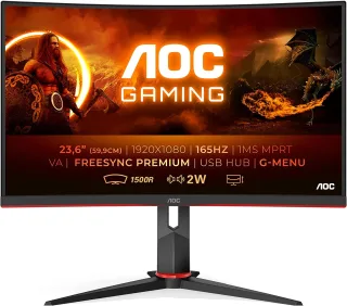 AOC C24G2U [236" Curved 1.920x1.080 VA 165Hz 2x HDMI VGA DP USB B 4x USB-A 1ms Reaktionszeit] schwarz/rot
