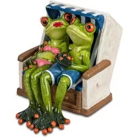 formano Dekofigur Dekofigur Froschpaar im Strandkorb aus Froschhausen, Grün Kunststein