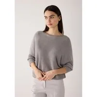 MORE&MORE Rundhalspullover Fledermauspullover mit Glanzeffekt
