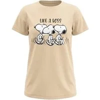 Snoopy Pyjamaoberteil Snoopy Like a Boss Damen kurzarm Schlafshirt Nachthemd Gr. XS bis XL 100% Baumwolle