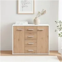 HTI-Living Sideboard Nina mit 4 Schubladen Weiß Artisaneiche (Stück, 1 Sideboard), Anrichte Kommode Schrank