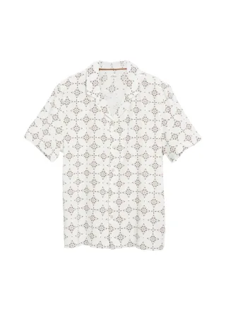 s.Oliver Red Label - Gemustertes Kurzarmhemd braun/weiß - Gr. - 3XL