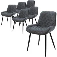 ML-DESIGN Polsterstuhl Esszimmerstuhl mit Rücken- und Armlehnen, Metallbeine Küchenstuhl (6 St), Wohnzimmerstuhl Anthrazit, PU-Kunstleder Sitzfläche Esstischstühle