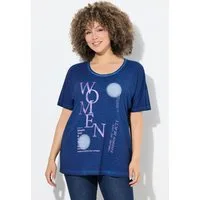 Ulla Popken T-Shirt T-Shirt Schriftmotiv Oversized Rundhals Halbarm