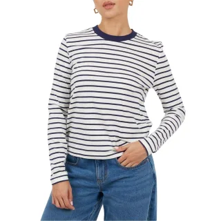 Brave Soul - T-Shirt für Damen, Langärmlig (Weiß/Schwarz)