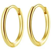 Hey Happiness Paar Creolen Silber Basic, stapelbar, Runde Herren Ohrringe Silber 925, 18K vergoldet