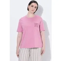 Ulla Popken T-Shirt T-Shirt Ziersteine Brusttasche Rundhals Halbarm