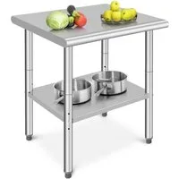 GarveeMore Arbeitstisch aus Edelstahl mit verstellbarem Unterregal,76x61x89cm, robuster Arbeitstisch,zur Lebensmittelzubereitung für Küche,Restaurant