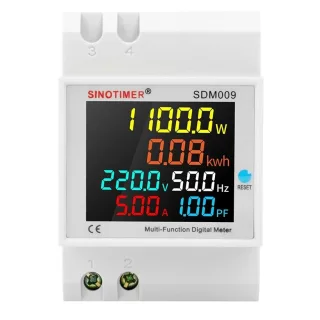 SINOTIMER SDM009 AC40-300V Rail Single-phase Digital Voltage Current Frequency Power Factor Electric Multi-function Meas