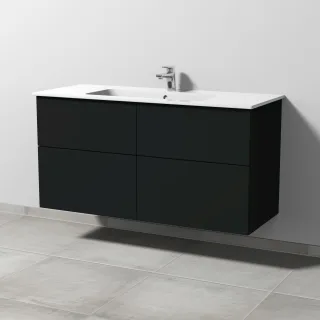 Sanipa 3way Waschtischunterbau zu Duravit ME by Starck Waschtisch mit 4 Auszügen, Vulkan-Matt SP7271V
