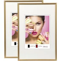 IDEAL TREND Bilderrahmen 2er 3er 5er Pack Photo Style Set Bilderrahmen Wanddeko Collage Poster, für 2 Bilder (2 St), Hochwertiger Kunststoffrahmen halbrunde Leiste Echtglas MDF-Rückwand