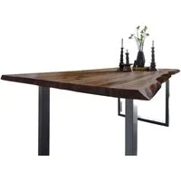SAM® Baumkantentisch Neapel, massives Akazienholz, Baumkante, Metallgestell U-Form, bis 3 Meter