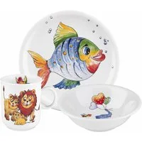 Seltmann Weiden Kindergeschirr-Set Compact Bunte Tierwelt (3-tlg), 1 Personen, Porzellan, Teller, Schüssel, Becher, Made in Germany, 3 Teile, für 1 Person