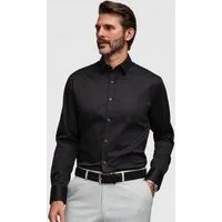 OMBRE Businesshemd Herren Slim-Fit Businesshemd mit Kentkragen Schwarz S (kein Set, 1-tlg) Slim Fit