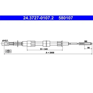 ATE Handbremsseil hinten VW Transporter T2 24.3727-0107.2