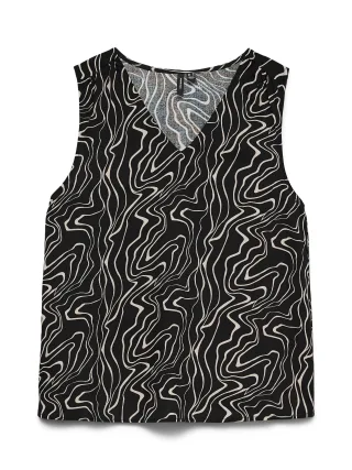VERO MODA - VMEASY JOY S/L V-NECK TOP WVN GA Black - Gr. - S