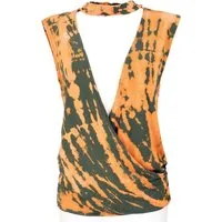 Guru-Shop T-Shirt Batik Hippie T-Shirt mit Halsband - olivgrün Festival, Ethno Style, Hippie, alternative Bekleidung
