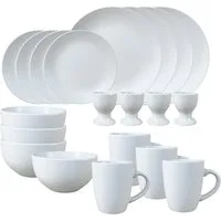 NTK-Collection Frühstücks-Geschirrset Geschirrset 20-teilig Weiß Antonia (20-tlg), 4 Personen, Keramik, Tafelservice Frühstücksset
