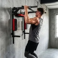 SPORTNOW Klimmzugstange 2-in-1 Profi-Klimmzug- und Dipstation (Set, 1-tlg., Klimmzugstange), bis 200 kg belastbar, Rot