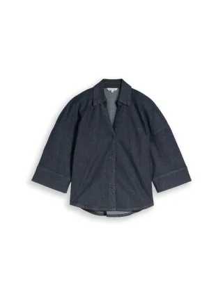 Tom Tailor - Oversize Jeansbluse mit V-Ausschnitt Blue Rinse Denim - Gr. - 44