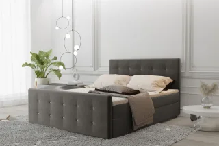 Boxspringbett Schlafzimmerbett MAURO 120x200cm Stoff Soro Graubraun inkl.Bett...