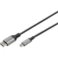 8K DisplayPort Adapterkabel, mini DisplayPort > DisplayPort schwarz/grau, 2 Meter