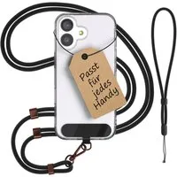EAZY CASE Handykette Universal Handykette für alle Modelle zum Umhängen, Universales Handyband mit Carabiner wechselbare Kordel Schwarz Rose