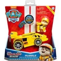 Paw Patrol - Ready, Race, Rescue, Rubbles Race & Go Deluxe Basis Fahrzeug, Spielfahrzeug mit Figur