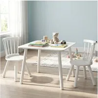 COSTWAY Kindersitzgruppe, (3-tlg), Kindertisch und 2 Stühle Set, Holz