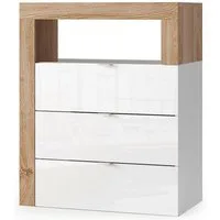 welltime Unterschrank Hamburg Höhe 78 cm, Breite 64 cm, Badkommode mit 3 Schübkästen, Badezimmerschrank, dekorativer Rahmen, offenes Fach, Metallgriffe