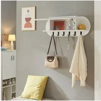 en.casa Wandgarderobe, »Vilkön« mit Ablagefach 6 Haken 80x16x30 cm Weiß