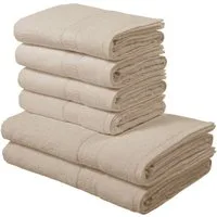 OTTO home Handtuch Set Juna, 6-tlg., 2 Duschtücher (70x140) 4 Handtücher (50x100), Walkfrottee (6-St), 100% Baumwolle, Handtuch-Set mit Bordüre, Uni-Farben, weich