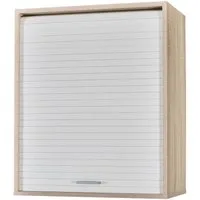 SIMMOB Rollladenschrank Küchenschrank, höhenverstellbare Böden, Eiche-Weiß, 72x60x35 cm