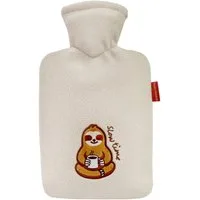 Hugo Frosch Wärmflasche Klassik 1.8 l mit Fleecebezug beige Faultier "slow time "