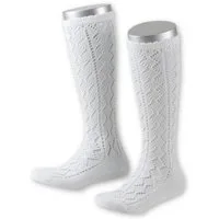 Lusana Trachtensocken Kniestrümpfe Kinder - L380K - weiß