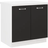 Küchen-Preisbombe Unterschrank 80 cm Küche Omega Schwarz Weiss Küchenzeile Einbauküche Küchenzeile