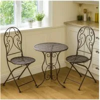 HTI-Living Küchentisch Essgruppe 3-teilig Lani Braun (Set, 3-St., 1x Tisch, 2x Stühle), Sitzgruppe Metall