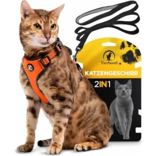 Tierhood Katzengeschirr mit Leine orange S