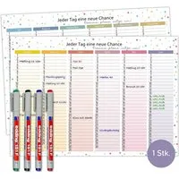 TOBJA Wandkalender Immerwährender Kalender A4 abwischbar +4 Stifte, Geburtstagskalender Dauerkalender