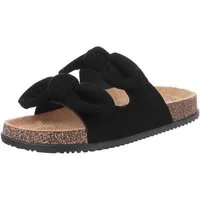 Ital-Design Bequeme Damen-Sandalen mit Bändern für den Sommer Pantolette (89368698) Flach Pantoletten in Schwarz