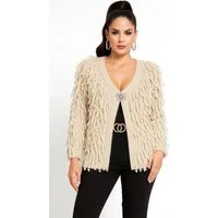 Worldclassca Cardigan WORLDCLASSCA Strickjacke Cardigan Fransen Strickpulllover mit Knopf Neue Kollektion - Stilvolle und gemütliche Strickmode für Damen