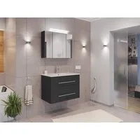 Magnolia Home Waschtisch Badmöbel Set Firenze 70 2tlg. Spiegelschrank Softclose grafit