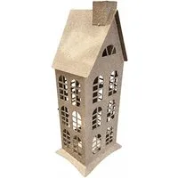 finehomegarden Kerzenlaterne Haus Windlicht Laterne Metall natur Gartenlaterne Deko-Laterne (1 St), Landhaus Metalllaterne 18x12cm H60cm Dekoration