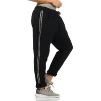 Mississhop Jogginghose Damen Hose Baumwollhose mit Seitlichen Silberstreifen M.348